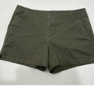 New York & Company Womens Olive Green Chino Shorts Size 2 Stretch Cotton Casual
